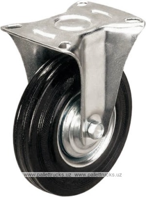 Неповоротное стальное колесо с черной резиной FC 160